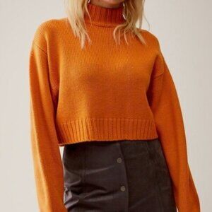 H&M DIVIDED Cropped Turtleneck Sweater – Neon Orange
